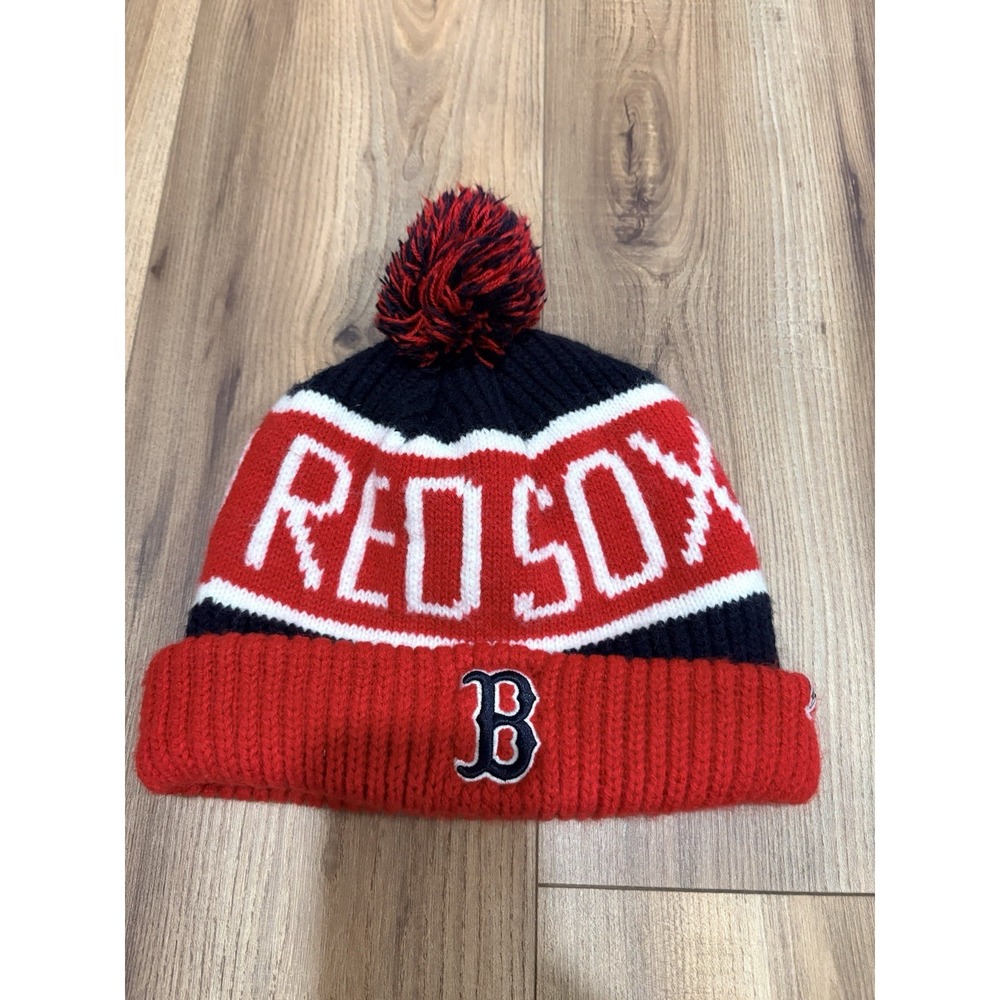 RED SOX BOSTON Hat Adult OS Beanie Pompom '47 FORTY SEVEN Cuffed Cap MLB Ski Red